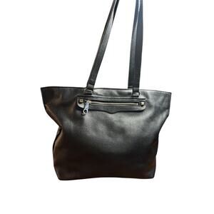 Rebecca Minkoff Regan Black Leather Pebbled Tote Bag Double Handled
